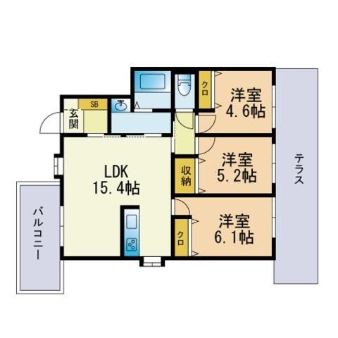 ラーナ竜王(3LDK/1階)の間取り写真