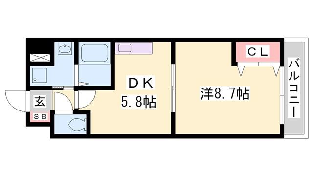 イースト・フィオーレ(1DK/4階)の間取り写真