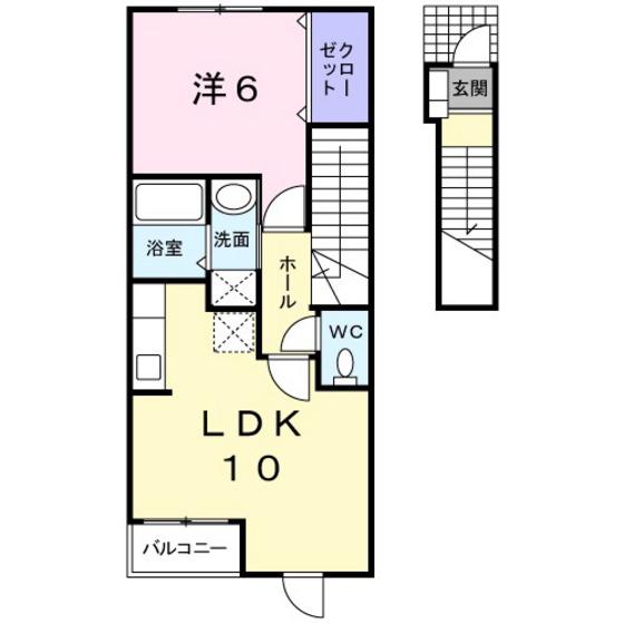 PRIM ROSEF(1LDK/2階)の間取り写真