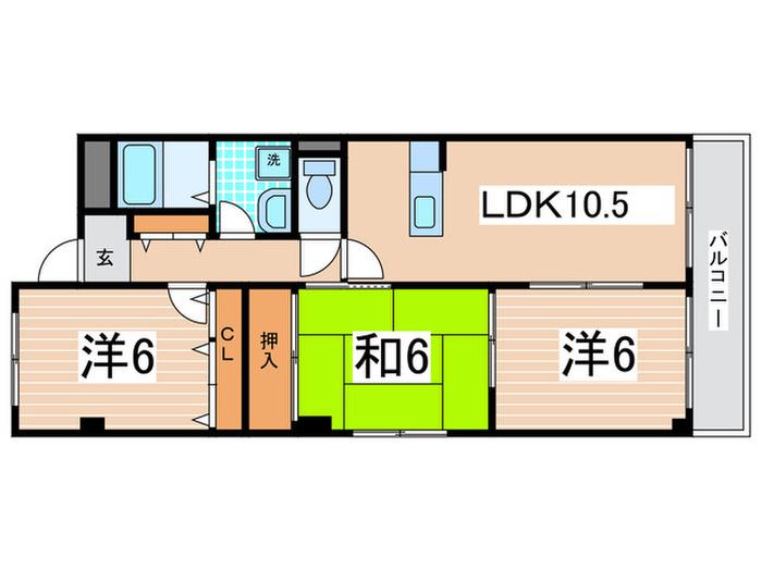 サンジョイ(3LDK/3階)の間取り写真