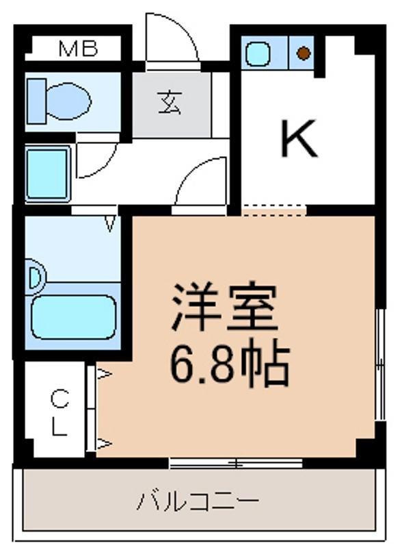 ヒナバシヒル(1K/3階)の間取り写真