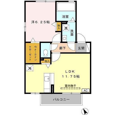 エヲコルトC(1LDK/2階)の間取り写真