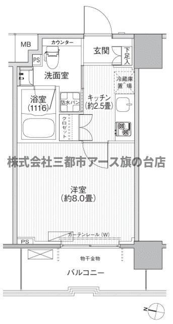 コスモグランス南品川(1K/3階)の間取り写真