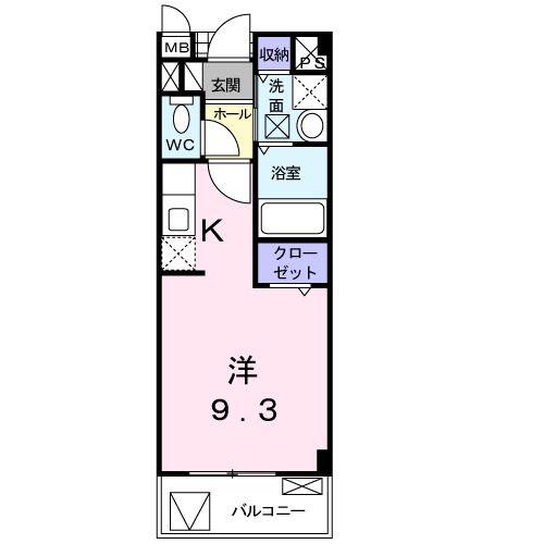 WARRIORIN武蔵(1K/2階)の間取り写真
