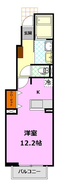 アルコバレーノポンテA(ワンルーム/1階)の間取り写真
