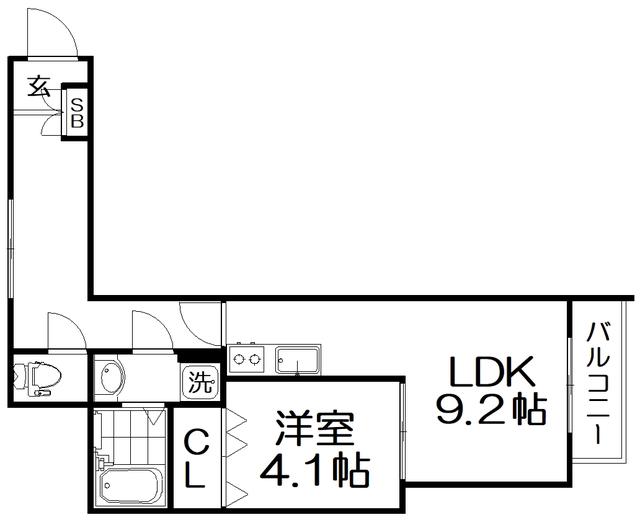 RETERASU光善寺(1LDK/1階)の間取り写真