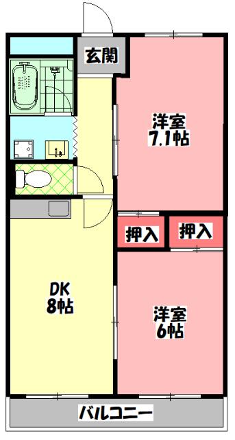 シャトー辻本Ⅱ(2DK/4階)の間取り写真