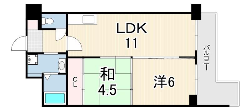 アルカサール西神戸(2LDK/4階)の間取り写真