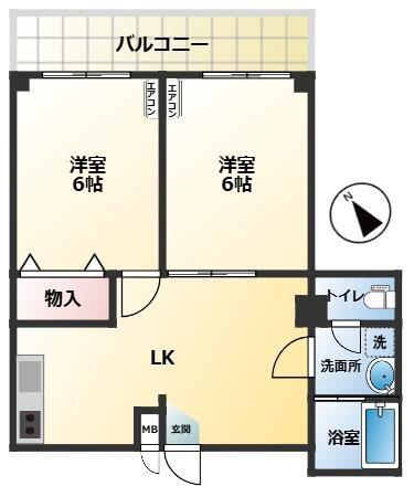 リバーハイツ新川町(2LK/3階)の間取り写真