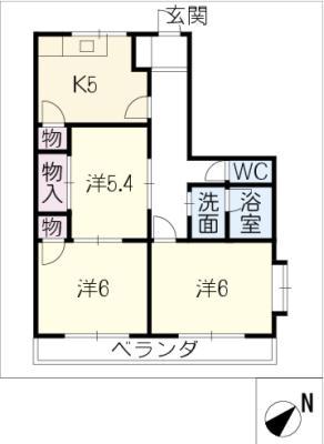 ビラグレース(3K/2階)の間取り写真