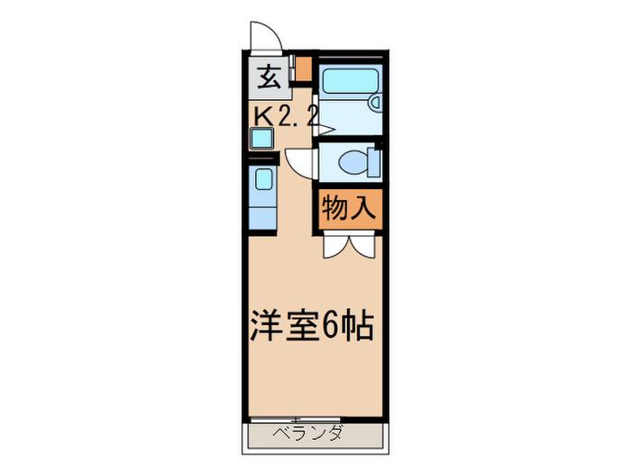 リバティスクエアB(1K/2階)の間取り写真