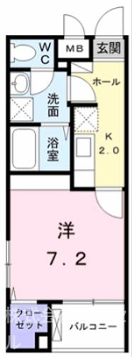 ピアヌーラ矢部(1K/1階)の間取り写真