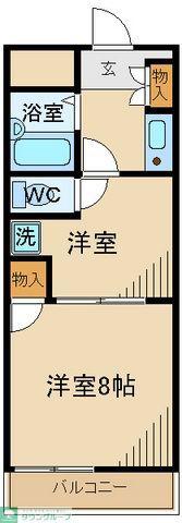 ハイツウィステリア(1SK/2階)の間取り写真