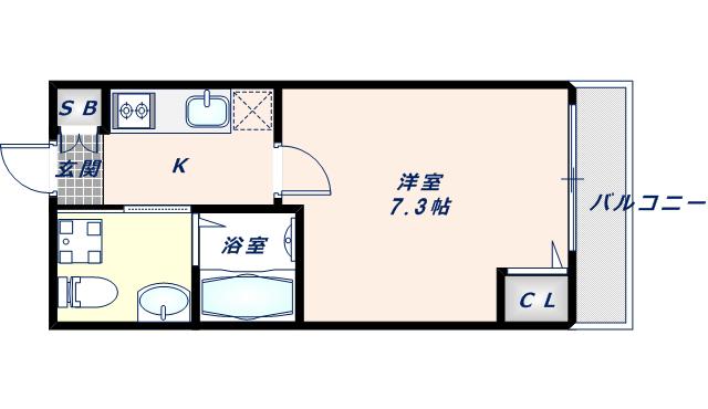 パラドール大蓮東(1K/2階)の間取り写真