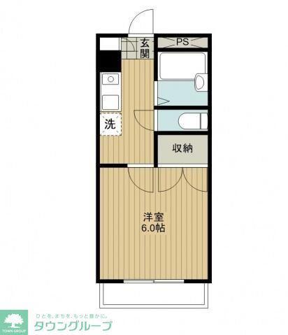 テリオス東川口(1K/2階)の間取り写真
