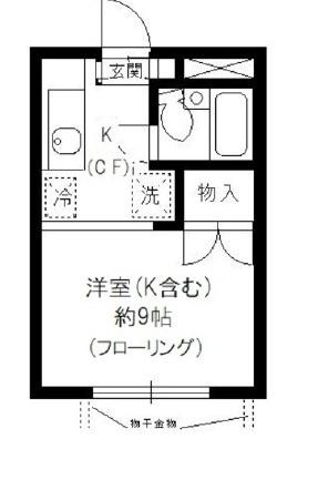 メゾン・ド・ルルス(ワンルーム/1階)の間取り写真