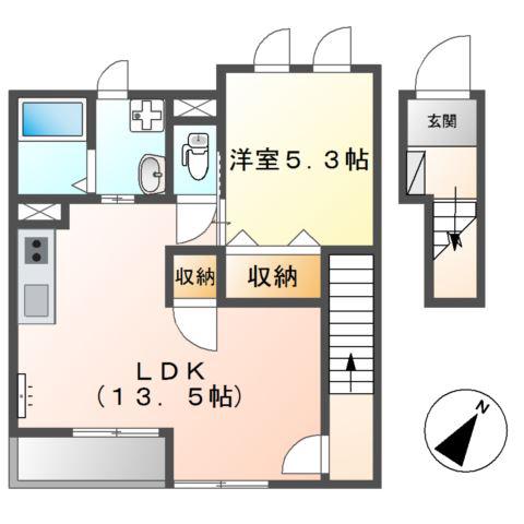 ルフラン(1LDK/2階)の間取り写真
