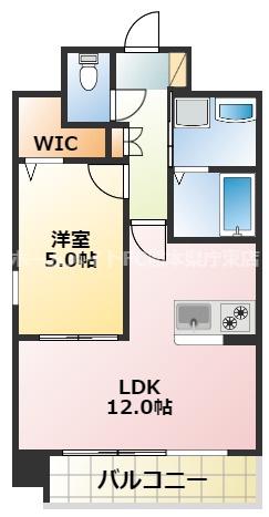 シュシュ天神(1LDK/6階)の間取り写真