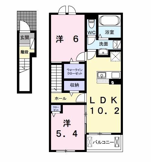 メゾン・ド・ソレイユ(2LDK/2階)の間取り写真