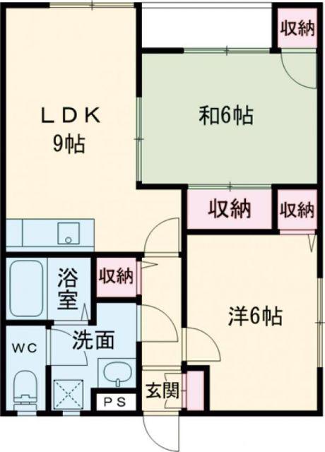 コモドありえI(2LDK/2階)の間取り写真