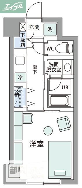 アルファコンフォート岡山(1K/6階)の間取り写真