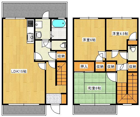 メゾネット己斐(3LDK/1階)の間取り写真
