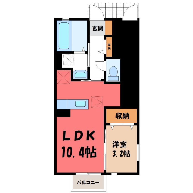 プランドール・ミスギC(1SK/1階)の間取り写真