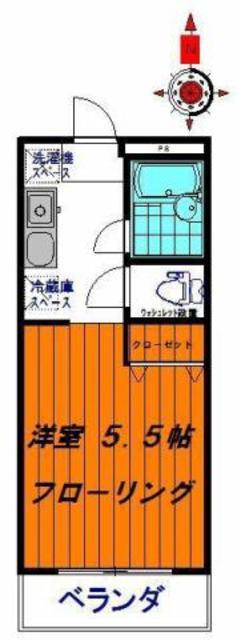 ビューハイツ富士(ワンルーム/2階)の間取り写真