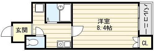 ハイツ巽西(1K/5階)の間取り写真