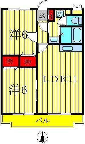 コートヒルズIII(2LDK/3階)の間取り写真