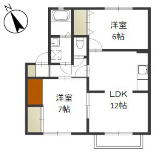 ベルエポック原尾島A(2LDK/2階)の間取り写真