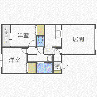 ボヌールN36(2LDK/1階)の間取り写真