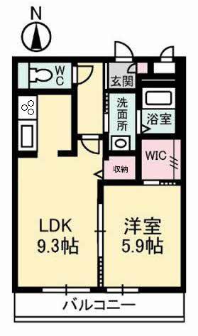 ウィスティリアA棟(1LDK/1階)の間取り写真