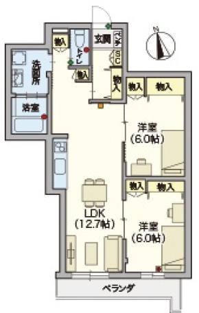 ヘーベルVILLAGE 浦和本太(2LDK/4階)の間取り写真
