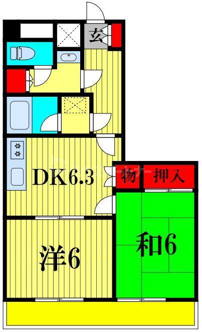 ビューパレス美野里(2DK/4階)の間取り写真