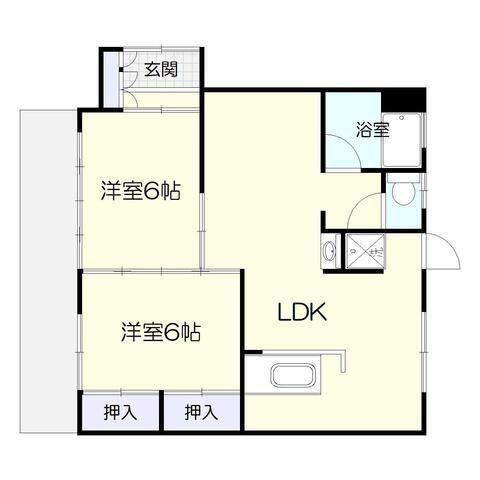 浜田ビル(2LDK/1階)の間取り写真