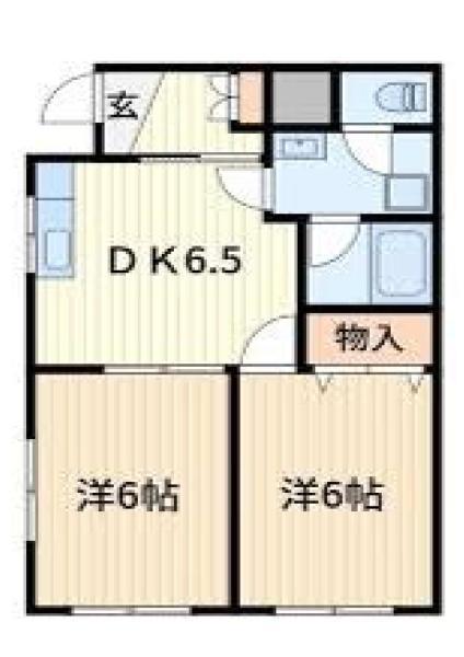 MEHANA中青木 事務所利用可(2DK/1階)の間取り写真