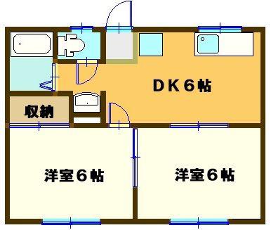八代ハイツ(2DK/1階)の間取り写真