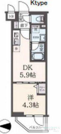 ハーモニーレジデンス東新宿(1DK/1階)の間取り写真