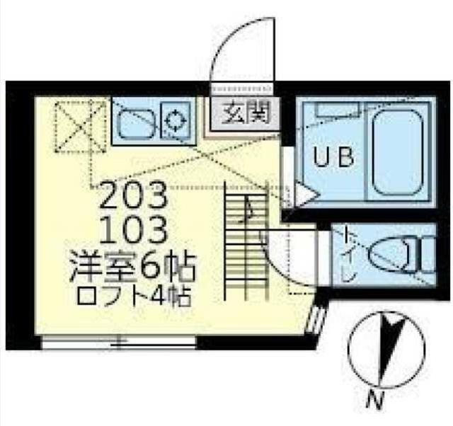 ユナイト新町セントカルロス(ワンルーム/1階)の間取り写真