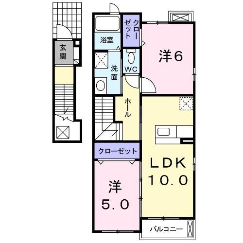 クレバーレンドB(2LDK/2階)の間取り写真
