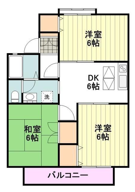 シャンヴェール国立(3DK/2階)の間取り写真