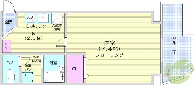 マイルストーン立町(1K/3階)の間取り写真