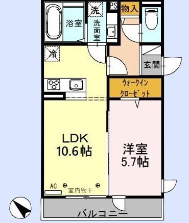 パルテール(1LDK/2階)の間取り写真