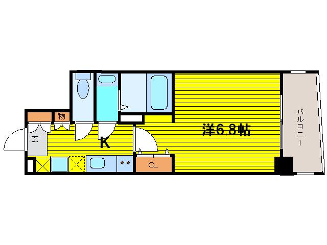 ES-GRANDO MINAMIMORIMACHI(1K/6階)の間取り写真