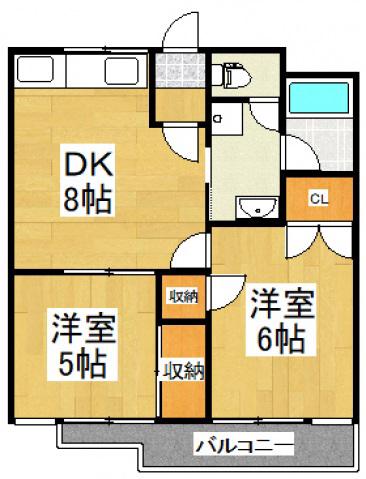 クライトスマンション(2DK/3階)の間取り写真