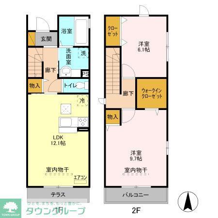 フェリーチェ(2LDK/1階)の間取り写真