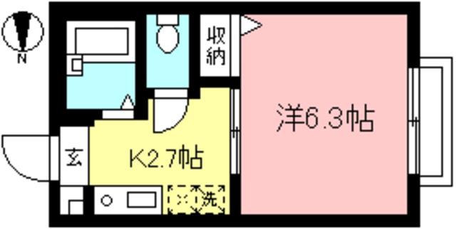 シャーメゾン(1K/1階)の間取り写真
