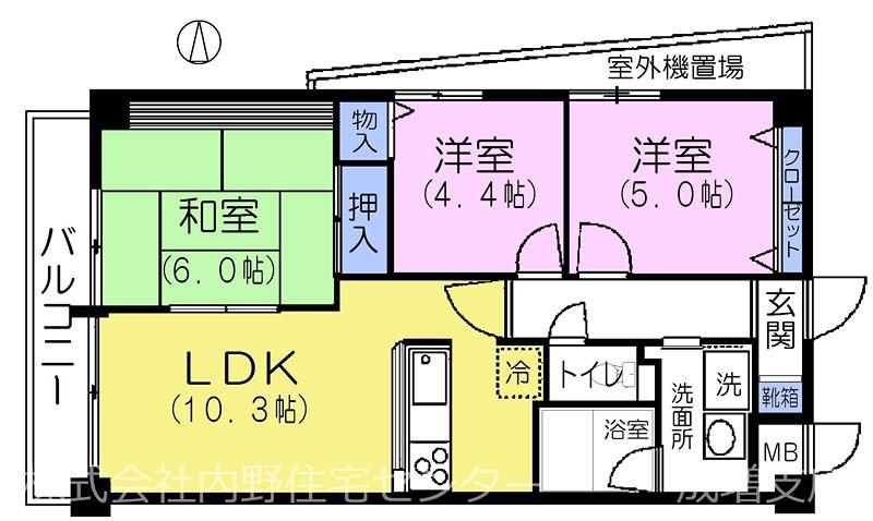 MARUNI BLDG(3LDK/4階)の間取り写真