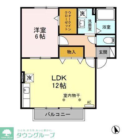 プランタン(1LDK/2階)の間取り写真